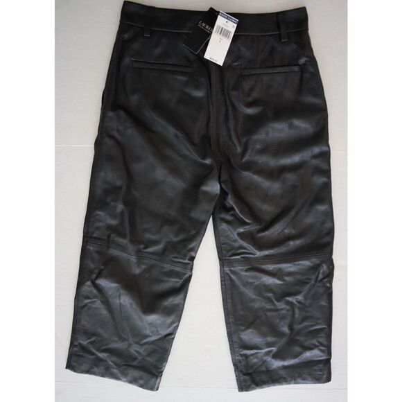 Lauren Ralph Lauren Women's Sz 6 Black Lamb Leather Cropped High Rise Pants - Picture 4 of 13